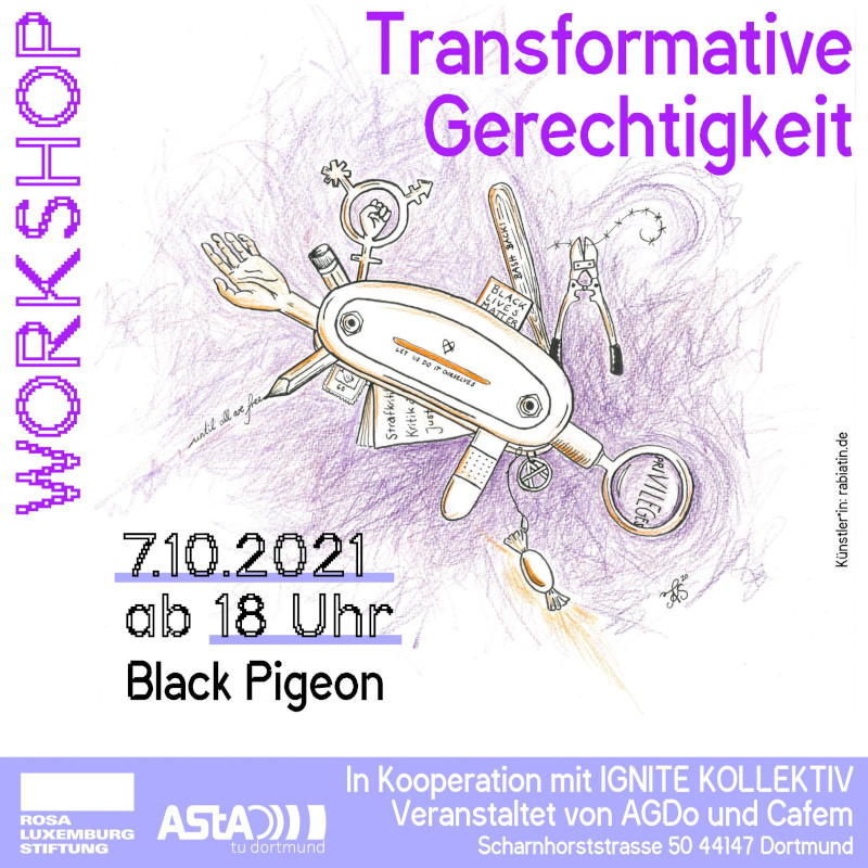 Workshop: Transformative Gerechtigkeit, am 07.10. ab 18 Uhr im Black Pigeon